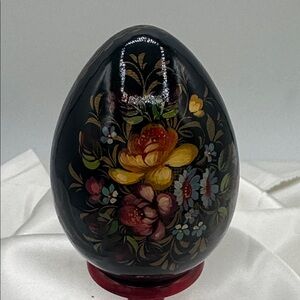 Russian Floral Decorative Egg; 3 inches.